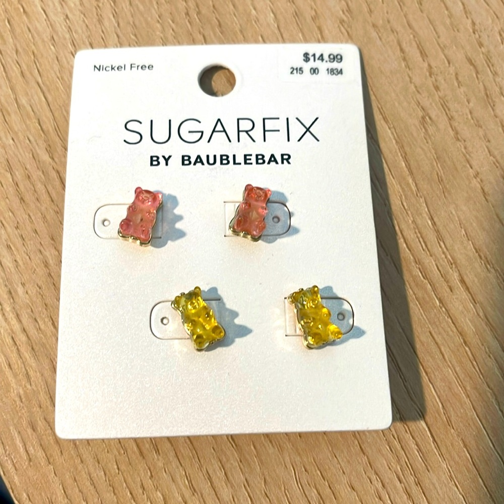 Sugarfix by Baublebar Gummi Bear Earrings - two pairs - pink and yellow